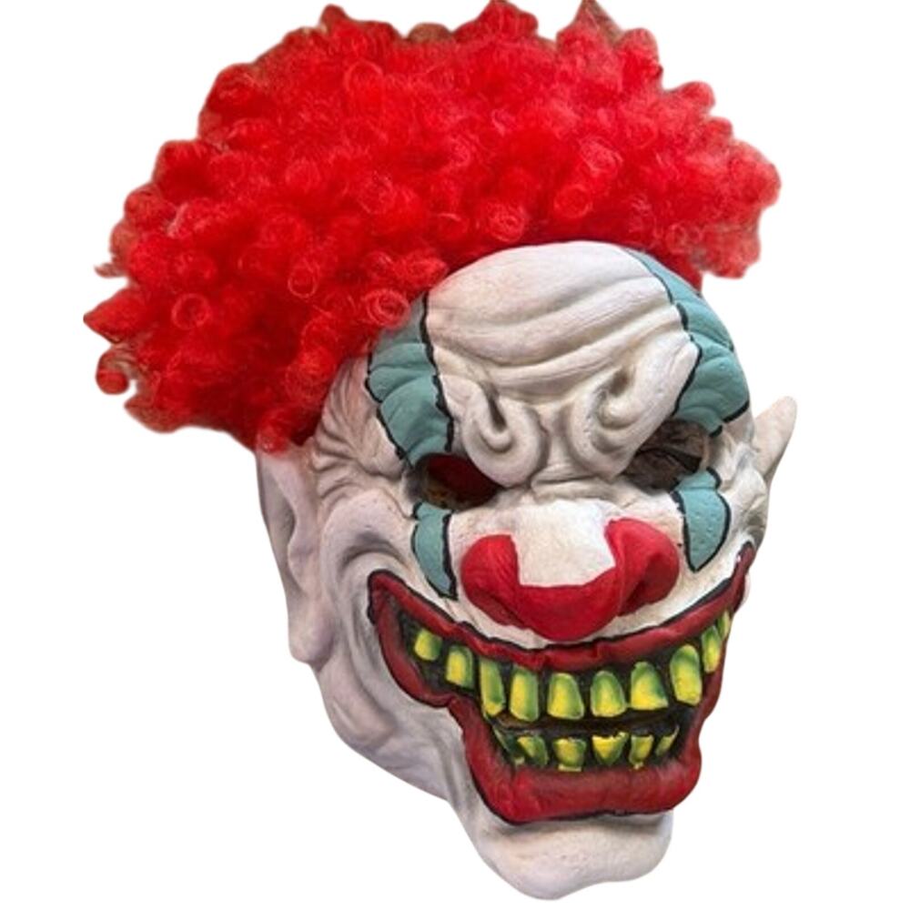 Spirit Halloween Evil Scary Clown Foam Mask Attached Hair Wig Adult Costume